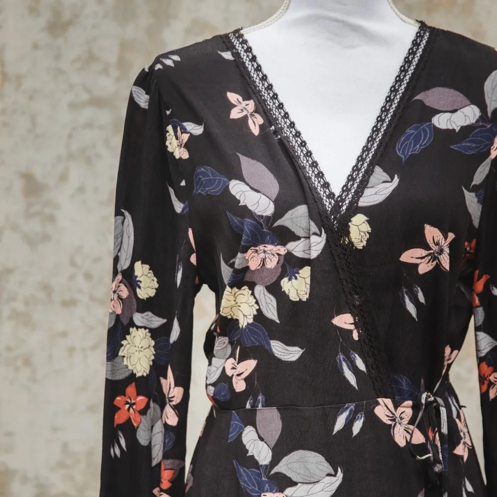 Astr Black A-Line Wrap Dress - Picture 2 of 5